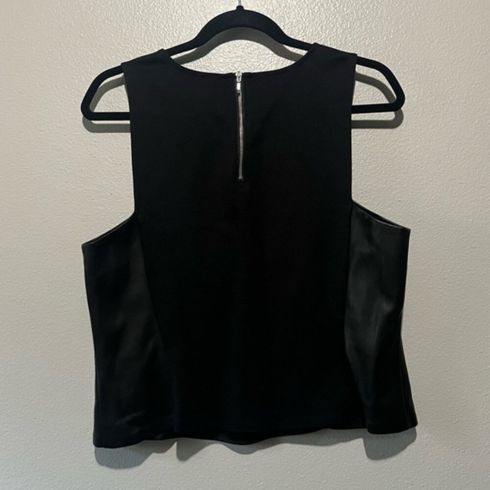 INC- Black Top with Faux Leather Front Size L - Picture 2 of 3